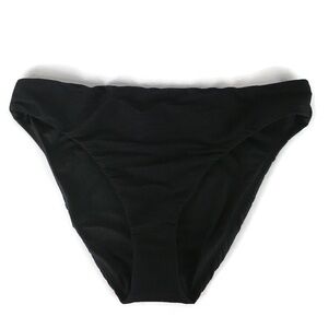 J. Crew Ribbed High-Rise Cheeky Bikini Bottoms in Black